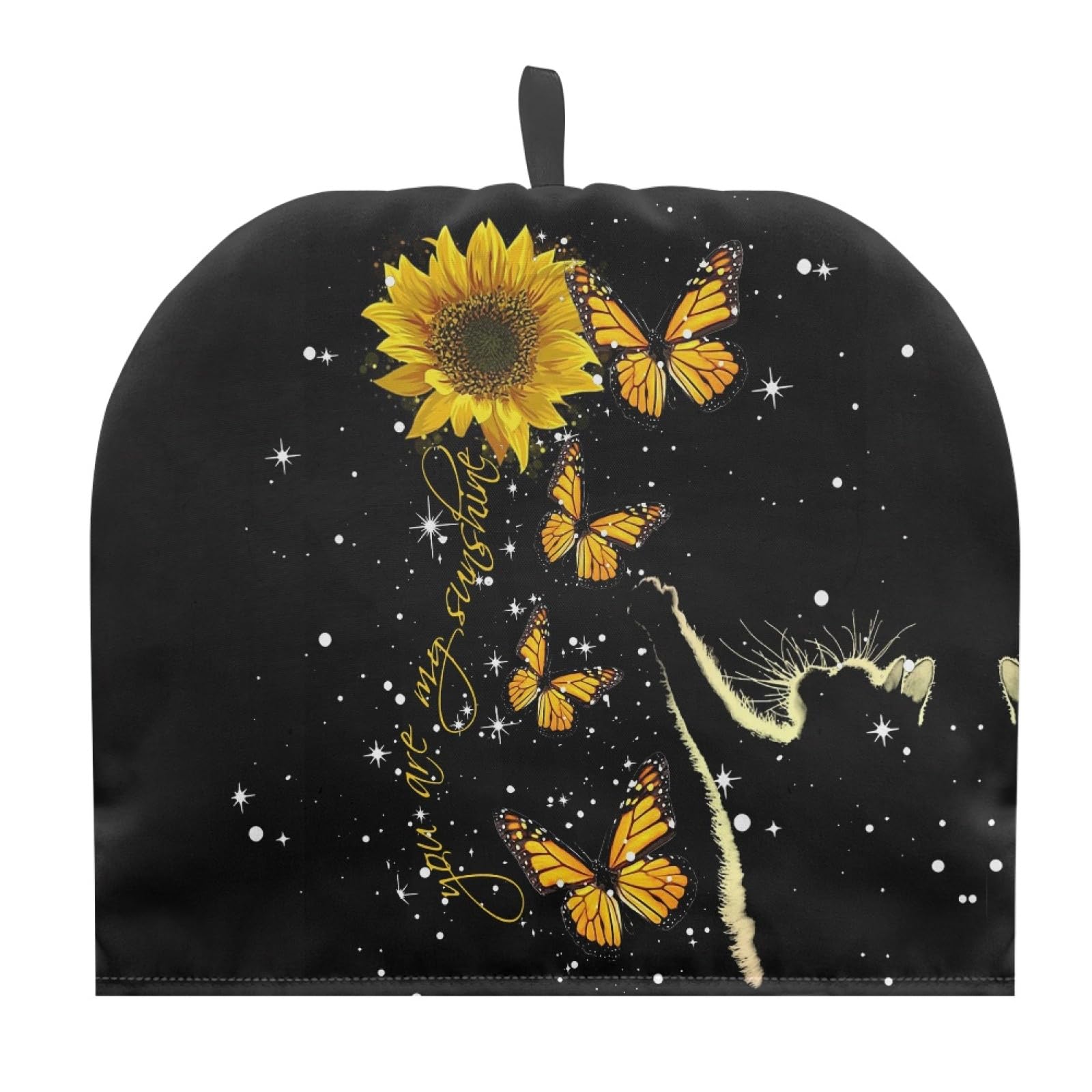 TOADDMOS Sunflower Butterfly Cat Print Tea Cozy Insualted Teapot Covers Keep Warm Tea Cozies Covers Decorative Accessories Tea Kettle Quilt for Kitchen Table Hotel