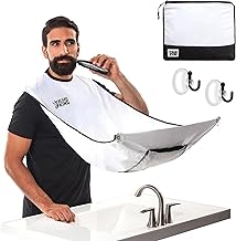 Beard King Beard Bib Apron - Shaving Set for Dad - As Seen on Shark Tank - Men's Hair Catcher for Shaving - Grooming Accessories - Packing Pouch, White