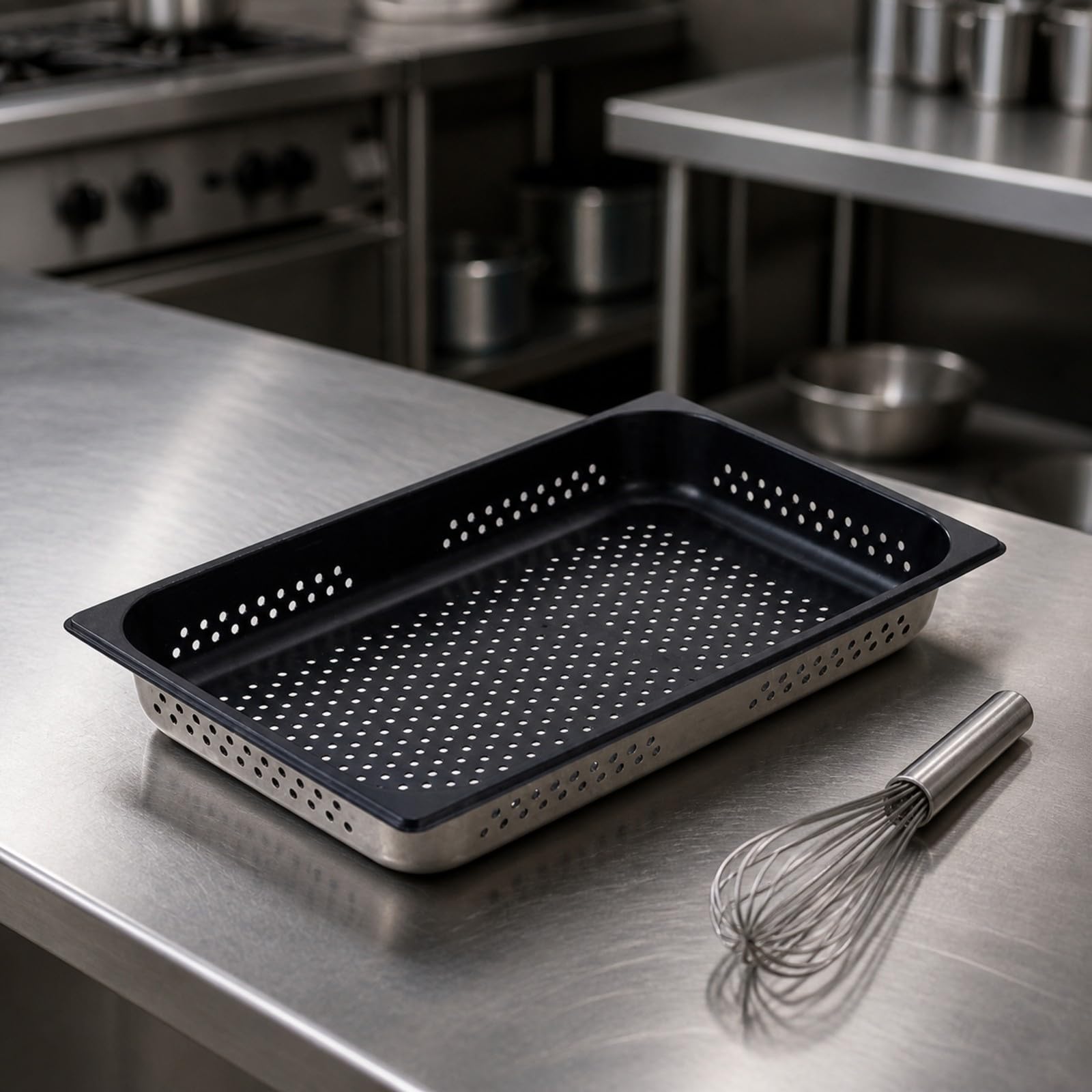 Teglia Antiaderente in Acciaio 304 Leggera Teglia Form Standard Size Compatta Vassoio da Cottura per Vapore, Arrostitura e Grigliatura, Altezza 25mm