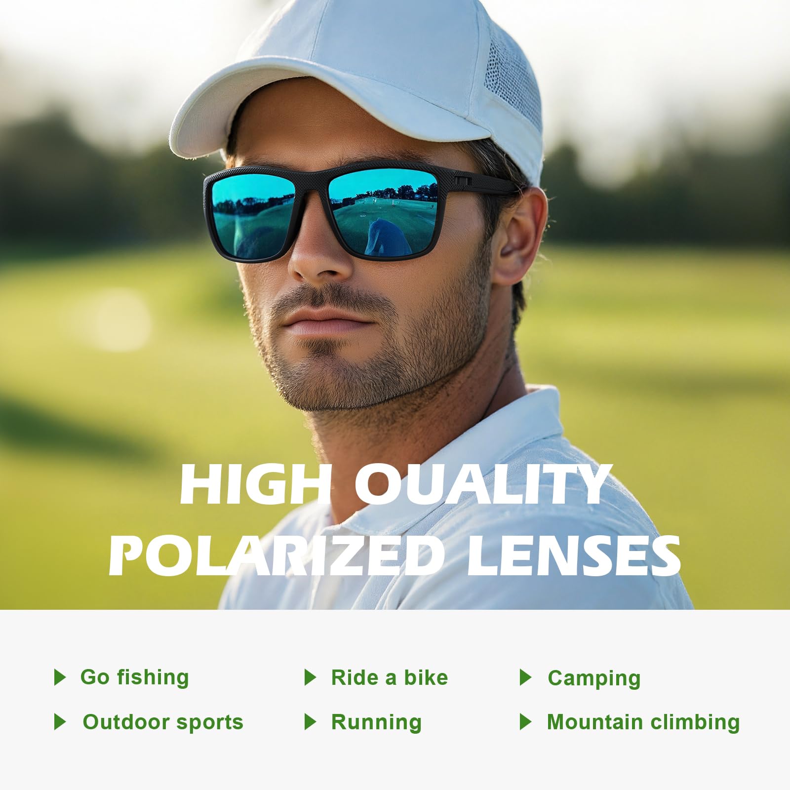 Fanshen Occhiali da sole sportivi polarizzati da uomo, protezione UV, leggeri, per guida, pesca, golf, ciclismo