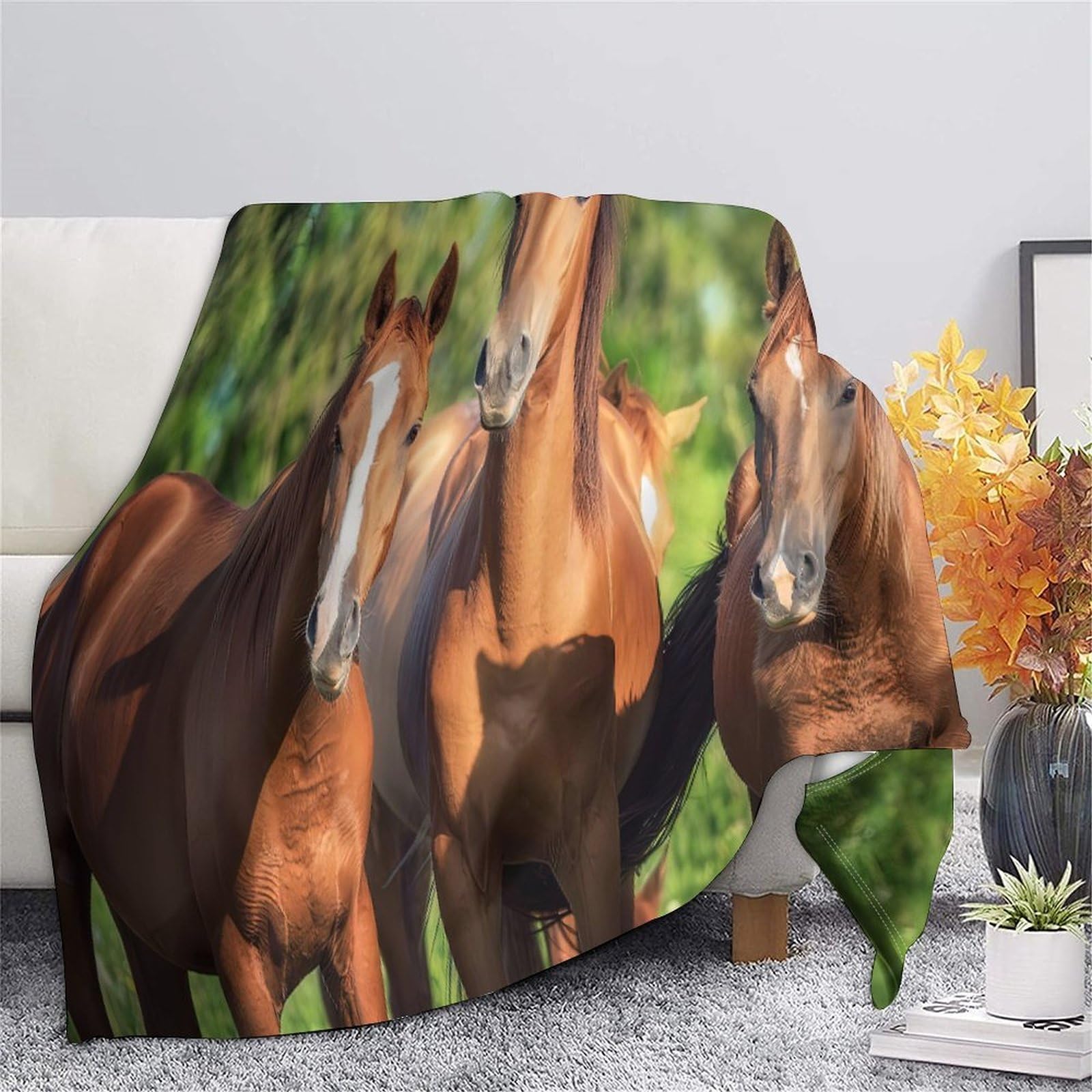stampa 3D in field coperta da viaggio microfibra biancheria da letto compatta coperta da viaggio morbida per giovani in vacanza Natural wildlife 70×80inch(180x200cm)
