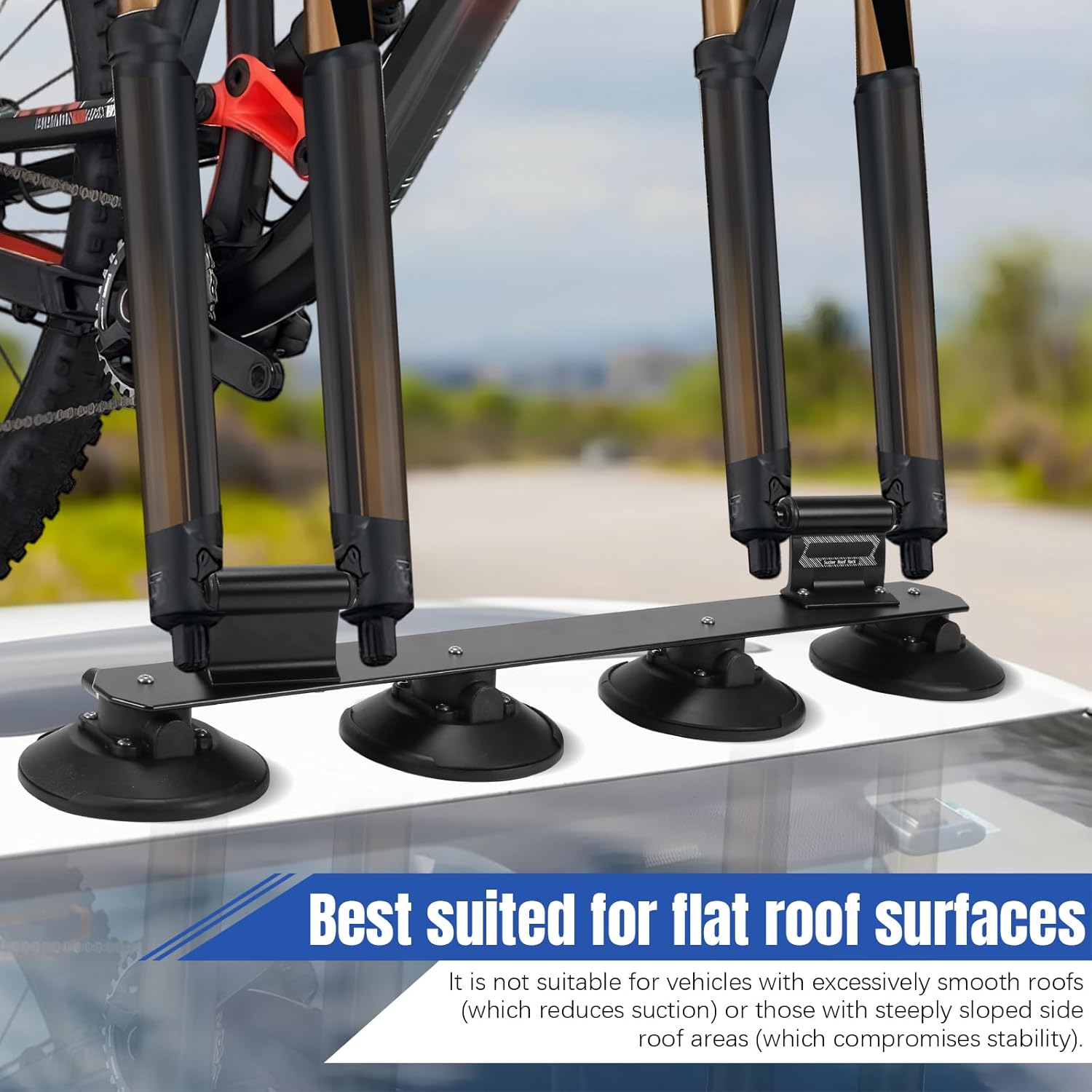 Bike Rack for Car Roof Aluminium Alloy Vacuum Suction Roof-Top Bike Carrier Rack with Sucker Suction Roof-Top Bike Car Racks Carrier for Automobile