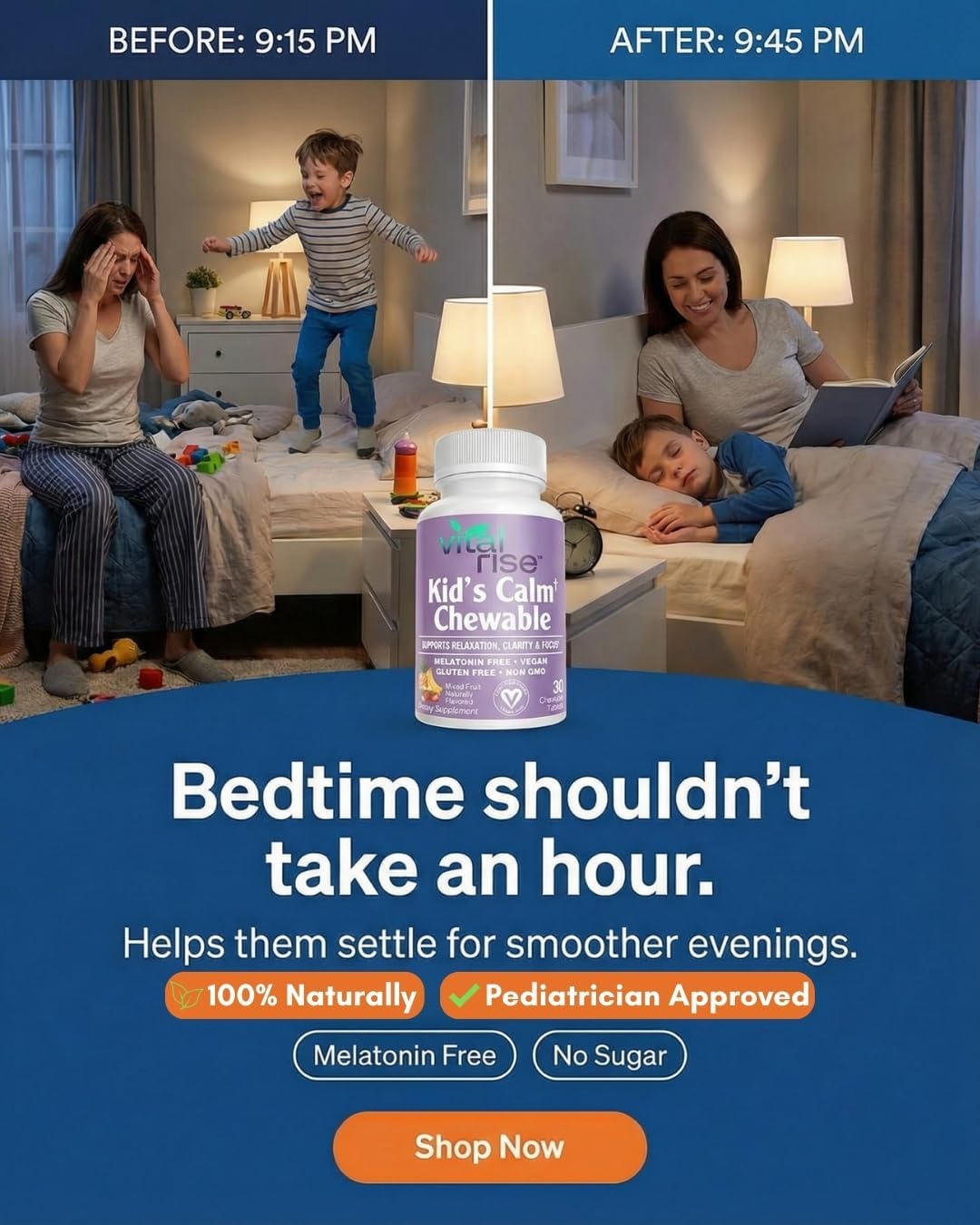 Vital Rise Kids Magnesium Chewable Tablets - Sugar-Free & Melatonin-Free Supplement for Calm, Focus & Healthy Stress Balance with Fast-Absorbing Magnesium + L-Theanine, Mixed Fruit Flavor (30 Count) - Image 4