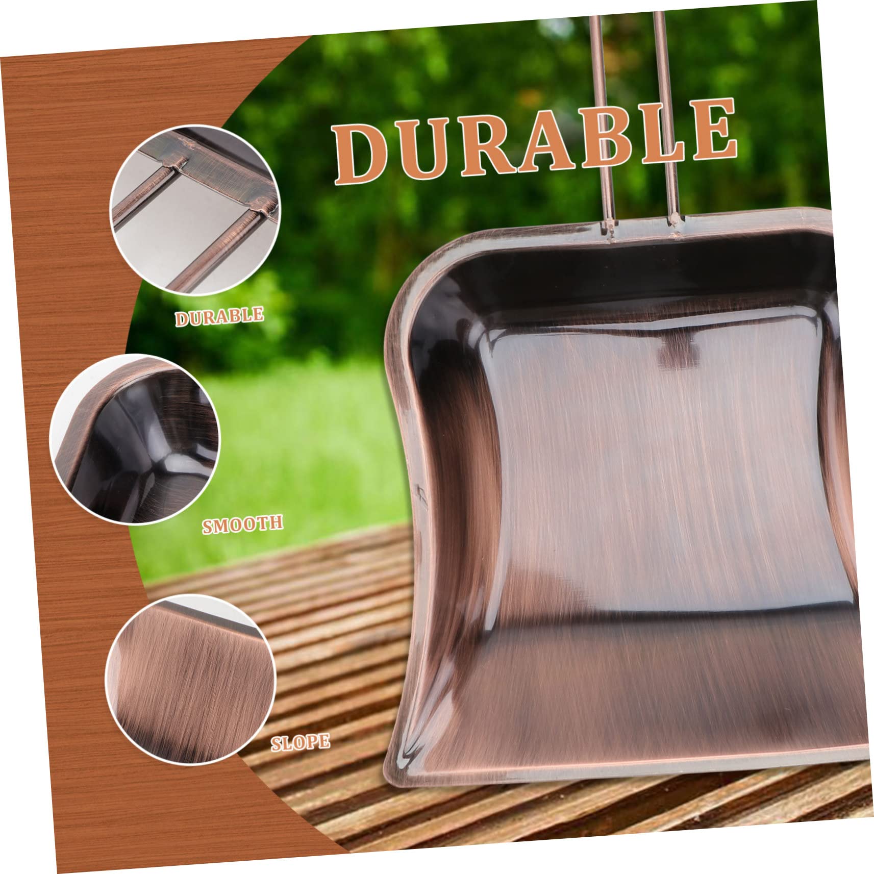 Ipetboom 1pc Brass Dustpan Brusg Balai Home Outdoor Dustpan Decoration Mini Decor Tan Hand Decor Kitchen Heavy Duty Dustpan Broom Handle Dustpan Brush Car Commercial Brown Stainless Steel