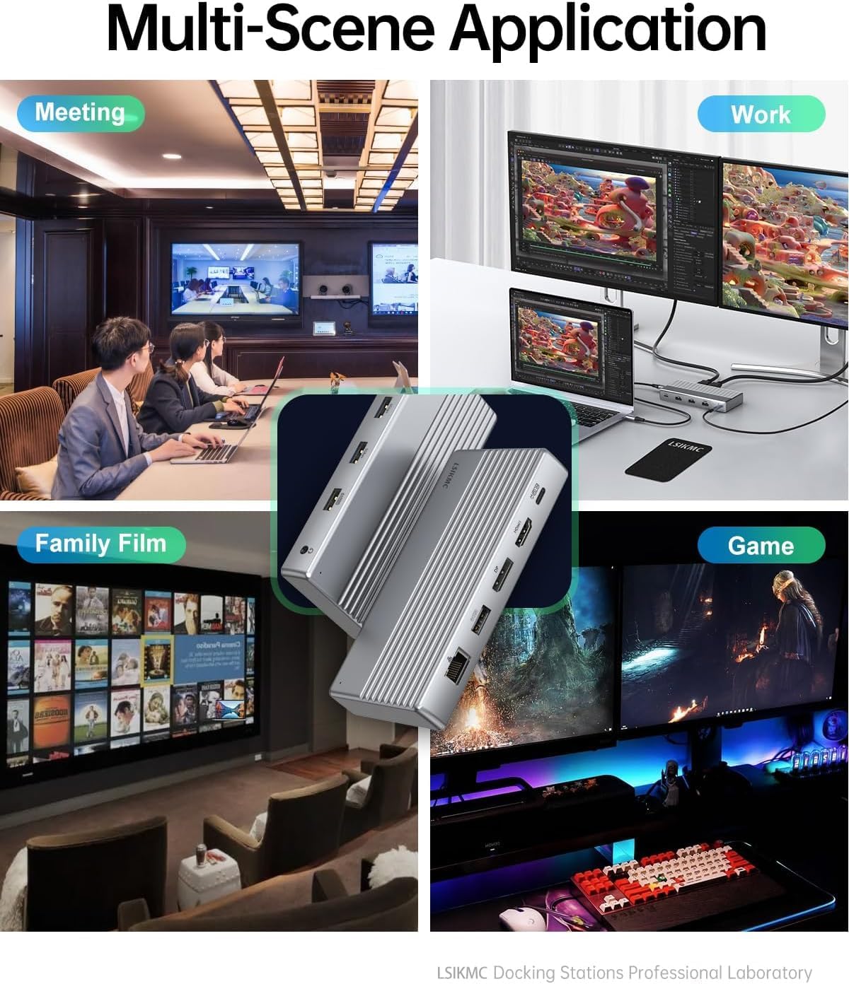 Dual Monitor Docking Station 4K@60Hz, USB C Laptop Docking Station with HDMI 4K, DP(4K@144Hz), 87W PD, Ethernet, 4USB/3.5Audio,usbc hub for HP/Dell/Lenovo Laptops