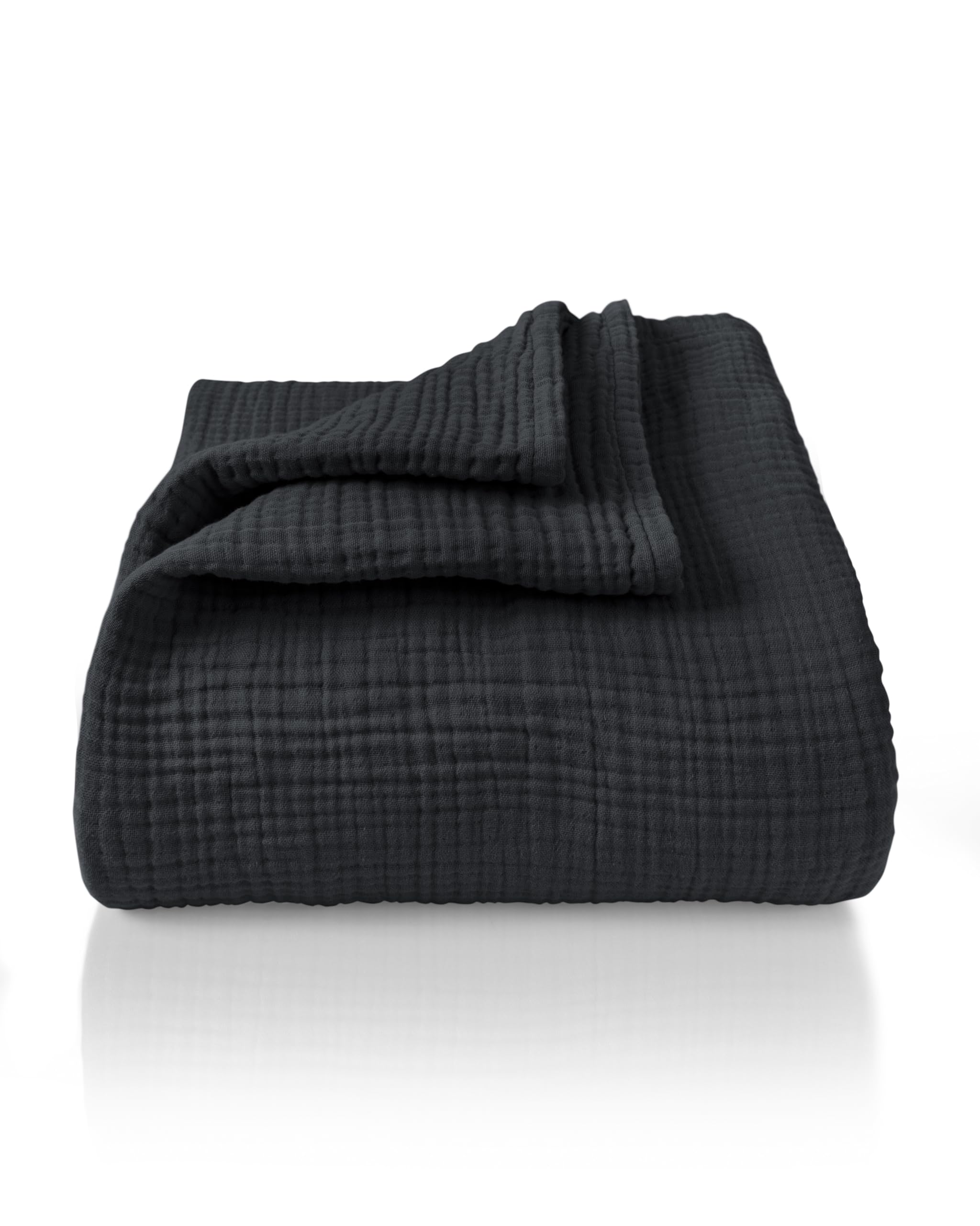 LAYNENBURG Colcha de Muselina Premium 150 x 200 cm - 100% algodón - Manta de algodón Extra Suave como Manta acogedora, Manta de Cama, Manta de sofá, Manta de sofá (Antracita)