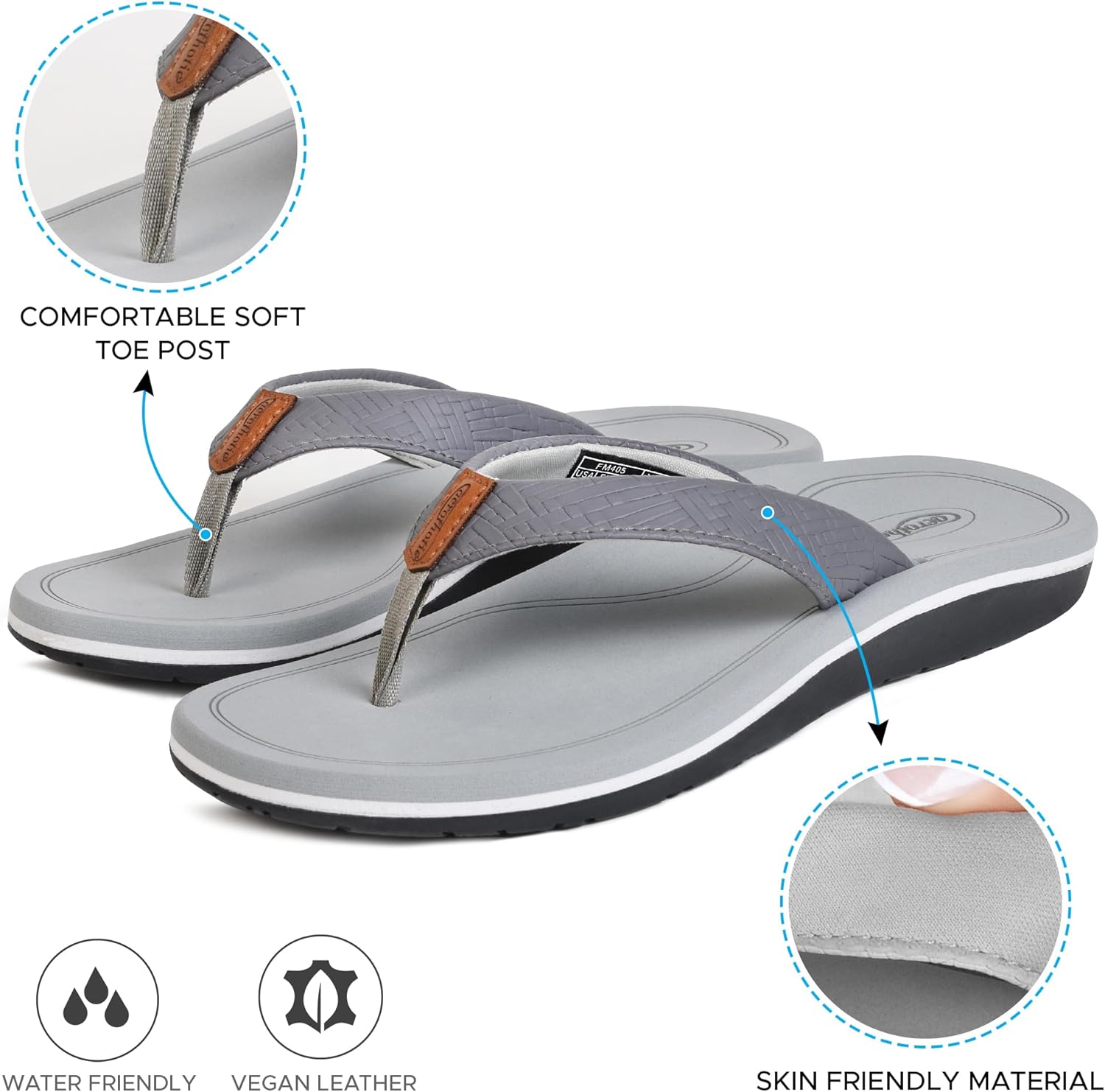 AEROTHOTIC Womens Flip Flops Arch Support Slip On Recovery Plantar Fasciitis Relief Orthotic Slippers – Lightweight Thong Cushioning Sandals Women – Indoor Outdoor Beach Yoga Mat Footbed Footwear 9 Solace Grey image 6 of 6 B0F1DCYT32