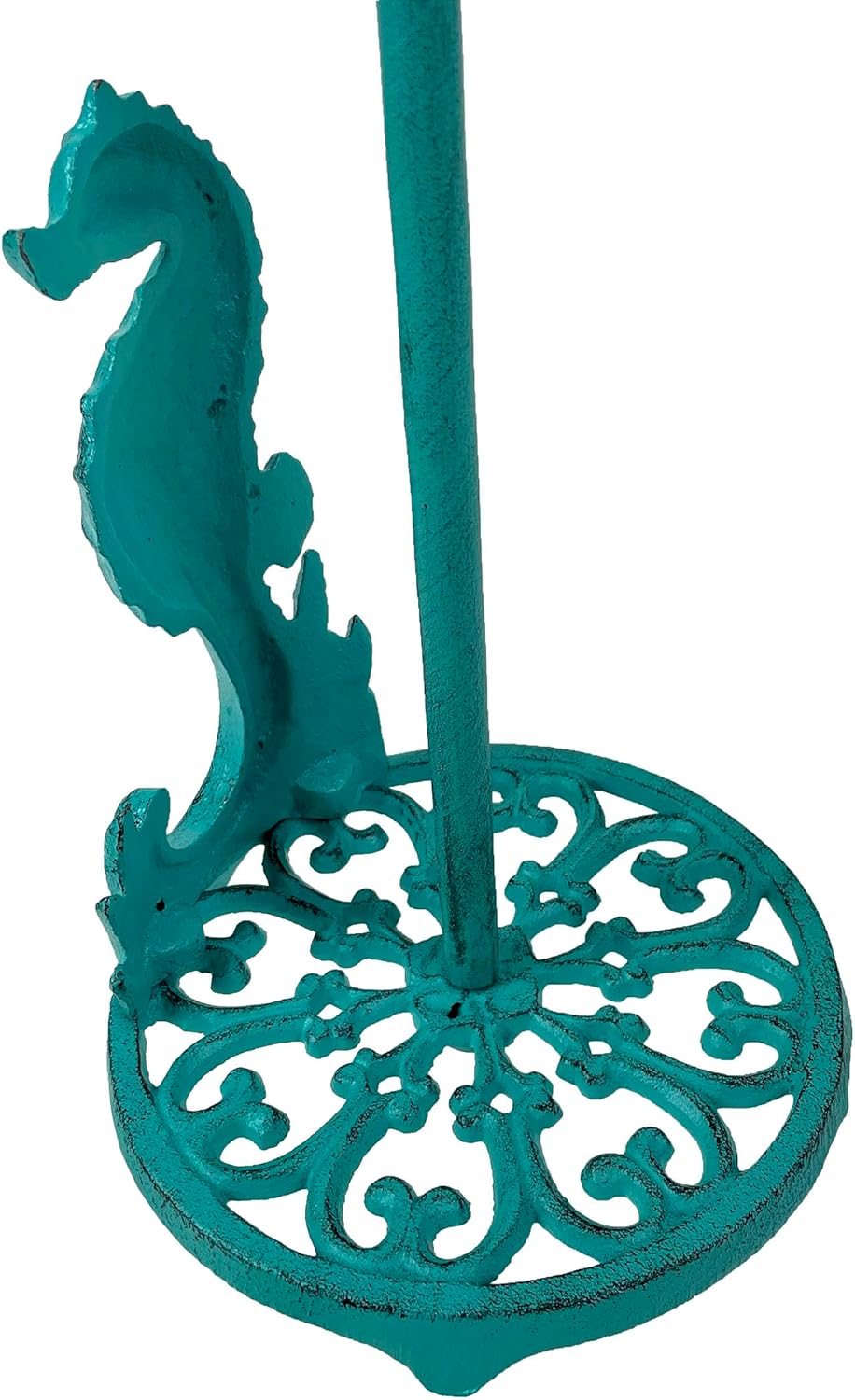 Seahorse Cast Iron Paper Towel Holder - Elegant 13” Tall Marine-Themed Dispenser - Nautical Style Decor for Kitchens and Dining Rooms - Simplified Assembly for Quick Setup
