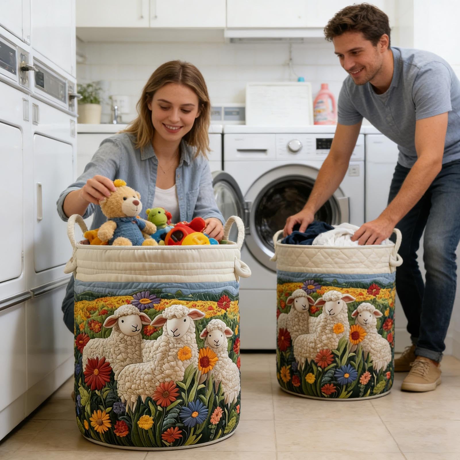 Cesto per Biancheria Sporca Organizer in tessuto con maniglie | Grande cesto per panni sporchi per cameretta, camera da , stanza dei bambini, soggiorno, coperte, asciugamani, giocattoli,