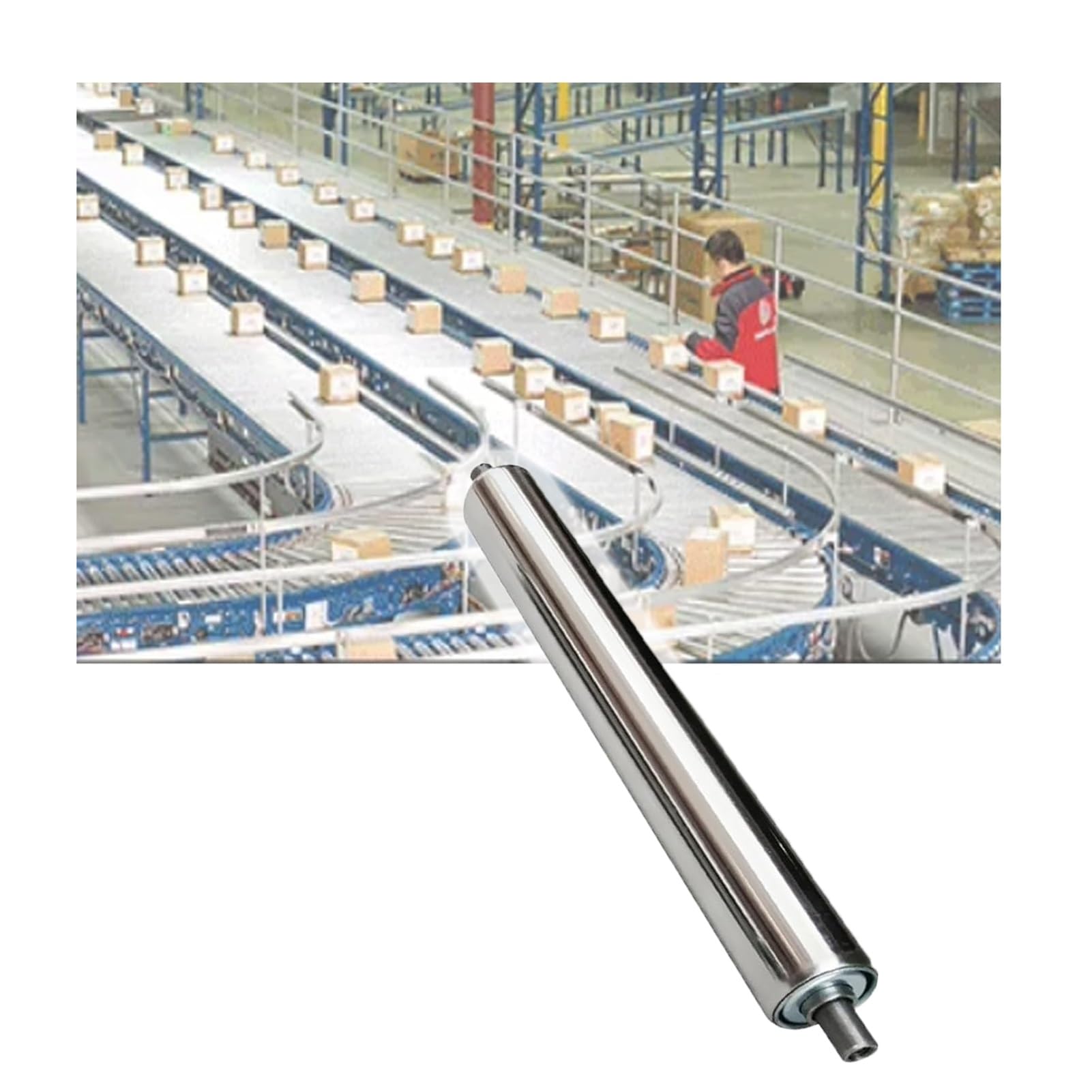 Rulli Per Nastri Trasportatori In Acciaio Inossidabile, Rulli Scorrimento Non Motorizzati Rulli Ricambio Per Magazzini Per Tutti Tipi Progetti Movimentazione(L300MM/38MM)