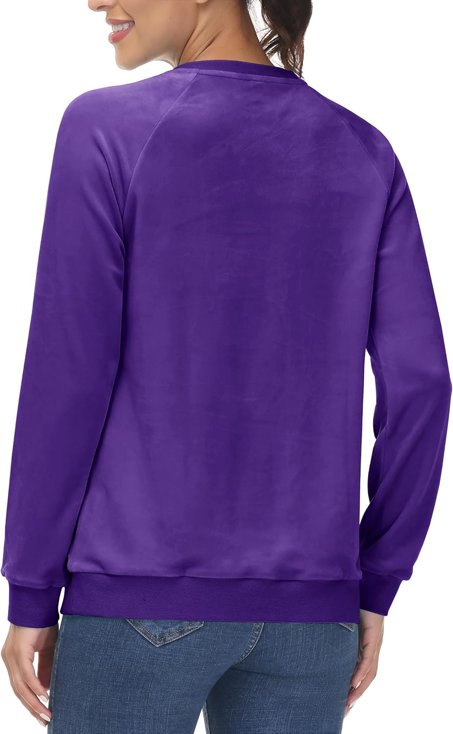 MAGCOMSEN Women's Velour Sweatshirts Crewneck Long Sleeve Casual Pullover Soft Warm Shirts Velvet Tops Winter Fall - Image 3