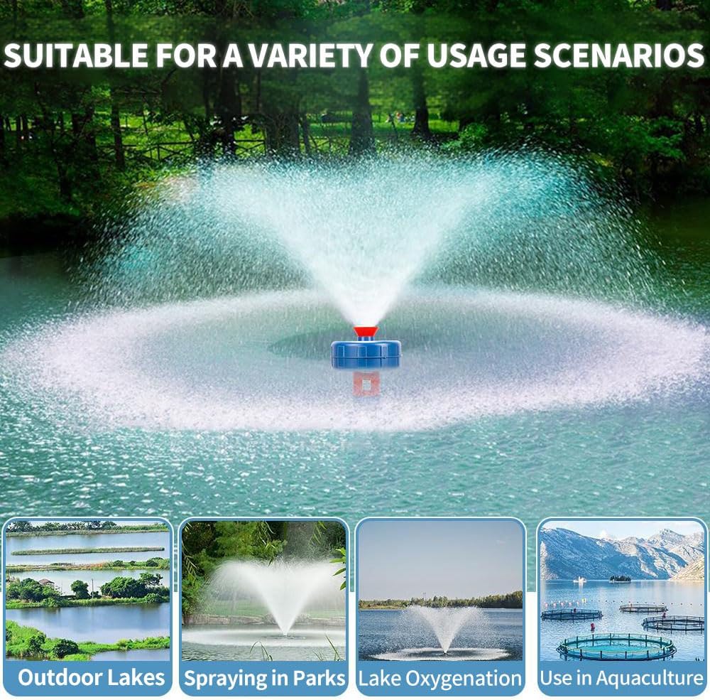 Pond Fountain Aerator, 1HP/750W 110V Floating Pond and Outdoor Pond Aerating Fountains Pump With 100 Feet Power Cord, Fully Automatic Powerful Lake Floating Fountain for Ponds, Lakes