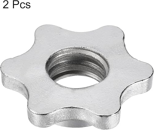 Miniatura 3 de uxcell Tuerca hexagonal para mancuernas, 2 tornillos de bloqueo antideslizantes M28 para levantamiento de pesas, color plateado