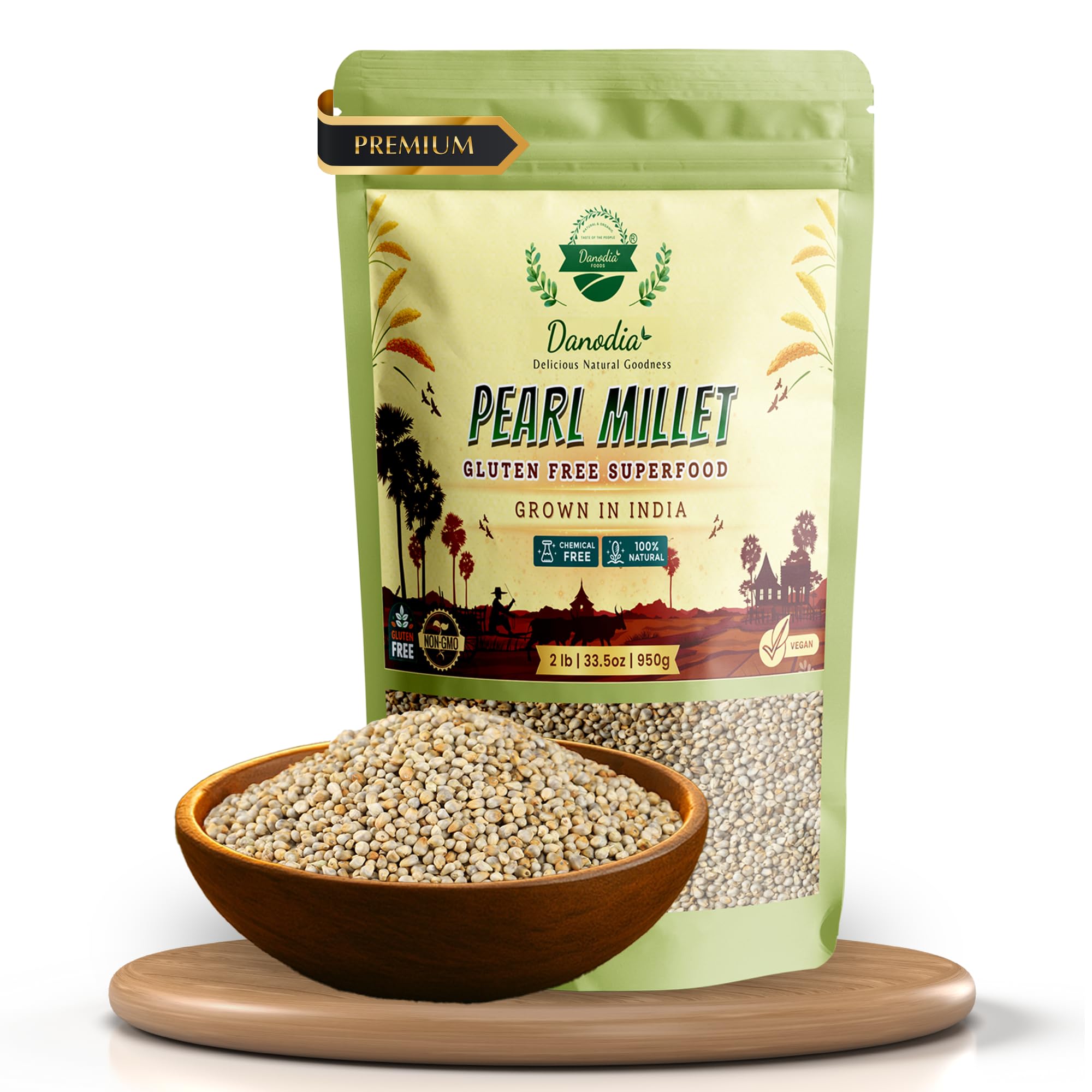 Danodia Pearl Millet Bajra Whole Grain 950g | Sajje/Kambu/Pindi/Sajjalu/Bajri | Nutritious, Gluten Free, High Fiber, Non GMO, Heart-Healthy, Rich in Protein & Minerals – Ideal for Rotis & Porridge