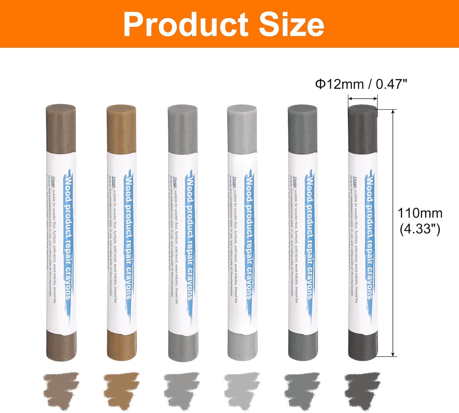 Generic Wood Filler Sticks 6 Colors Wooden Wax Touch Up Furniture Repair Crayons for Lead Gray, Medium Gray, Wood, Slightly Gray, Champagne, Light Gray