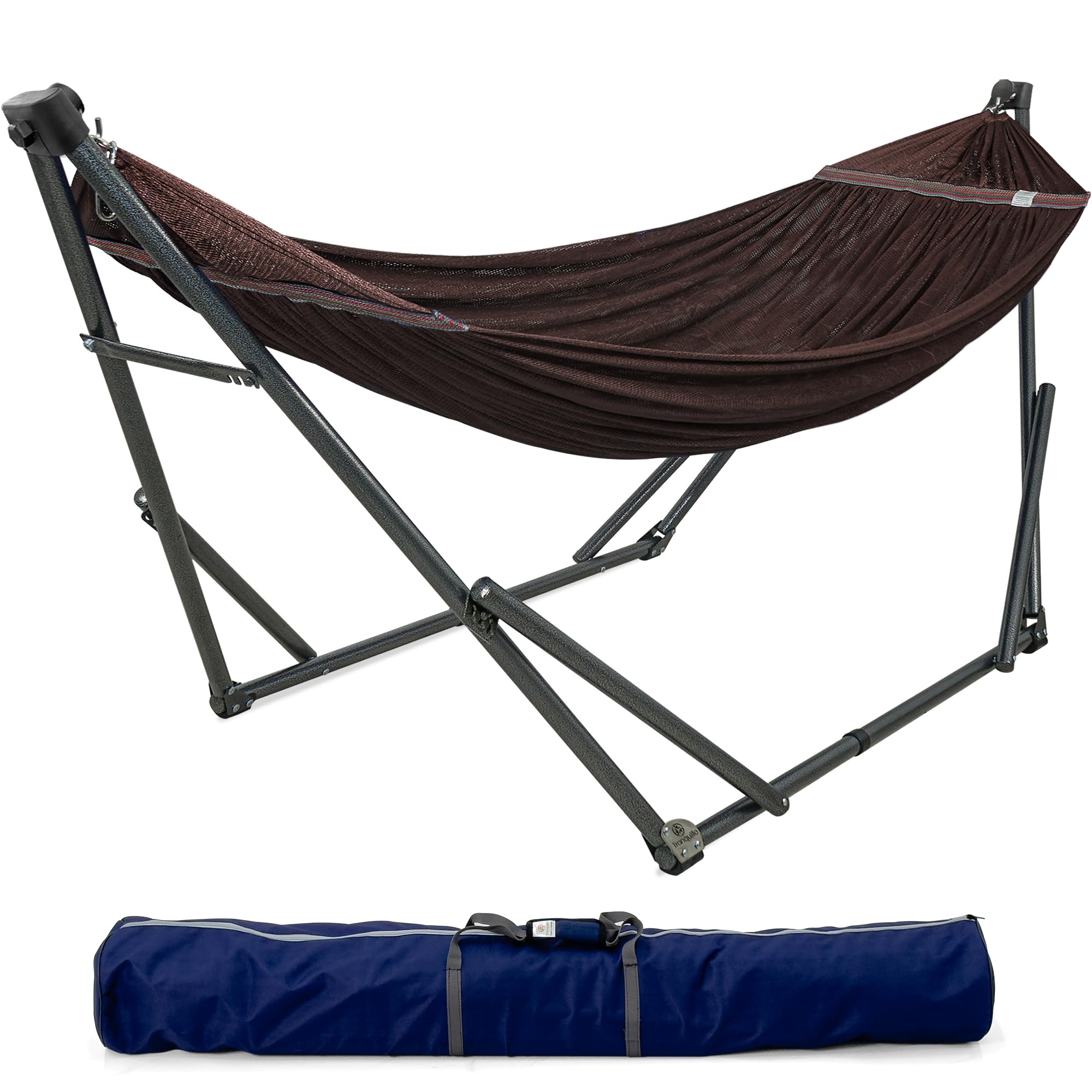 Tranquillo Adjustable Hammock Stand/Collapsible Hammock with Stand, Brown
