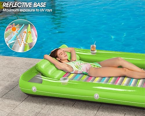 Miniatura 10 de Jasonwell - Flotador inflable para piscina, 4 en 1, almohadilla de bronceado para adultos, relajarse en la piscina, flotador lleno de juguetes de