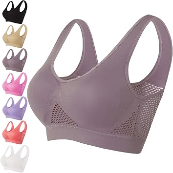 Ultra-Breeze Lift Air Bra, Gallen Bra, Gallen Ultra Breeze Lift Air Bra, Seamless Air Permeable Cooling Comfort Bra Grey,XXL