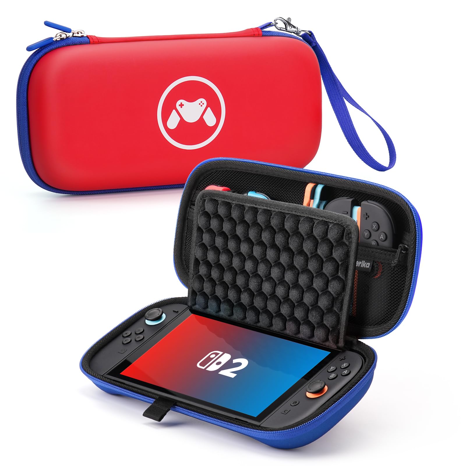Nintendo Switch 2 Carrying Case Red Honeycomb Screen Protection Travel Bag