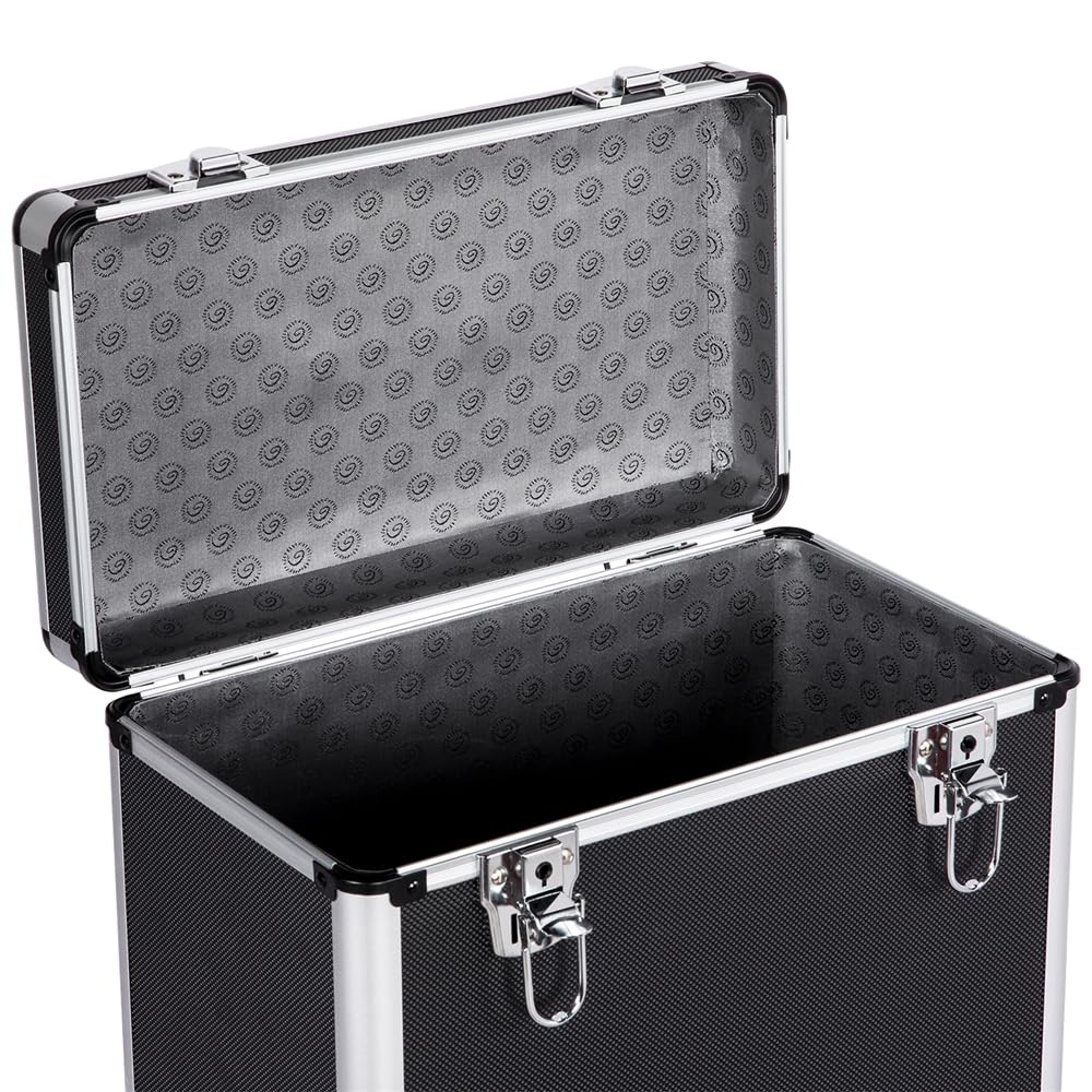 Yaheetech Estuche de Almacenamiento para Discos Maletín para Colección de DJ Maleta Organizador para 50 Álbumes 35 x 20 x 36 cm Negro