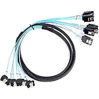 Vista 9 de Cable SATA-III: 1.6 ft, 4 unidades/juego delgado de 90 grados SATA de ángulo recto SAS 6 Gbps datos en ángulo recto para unidades de servidor-Raid