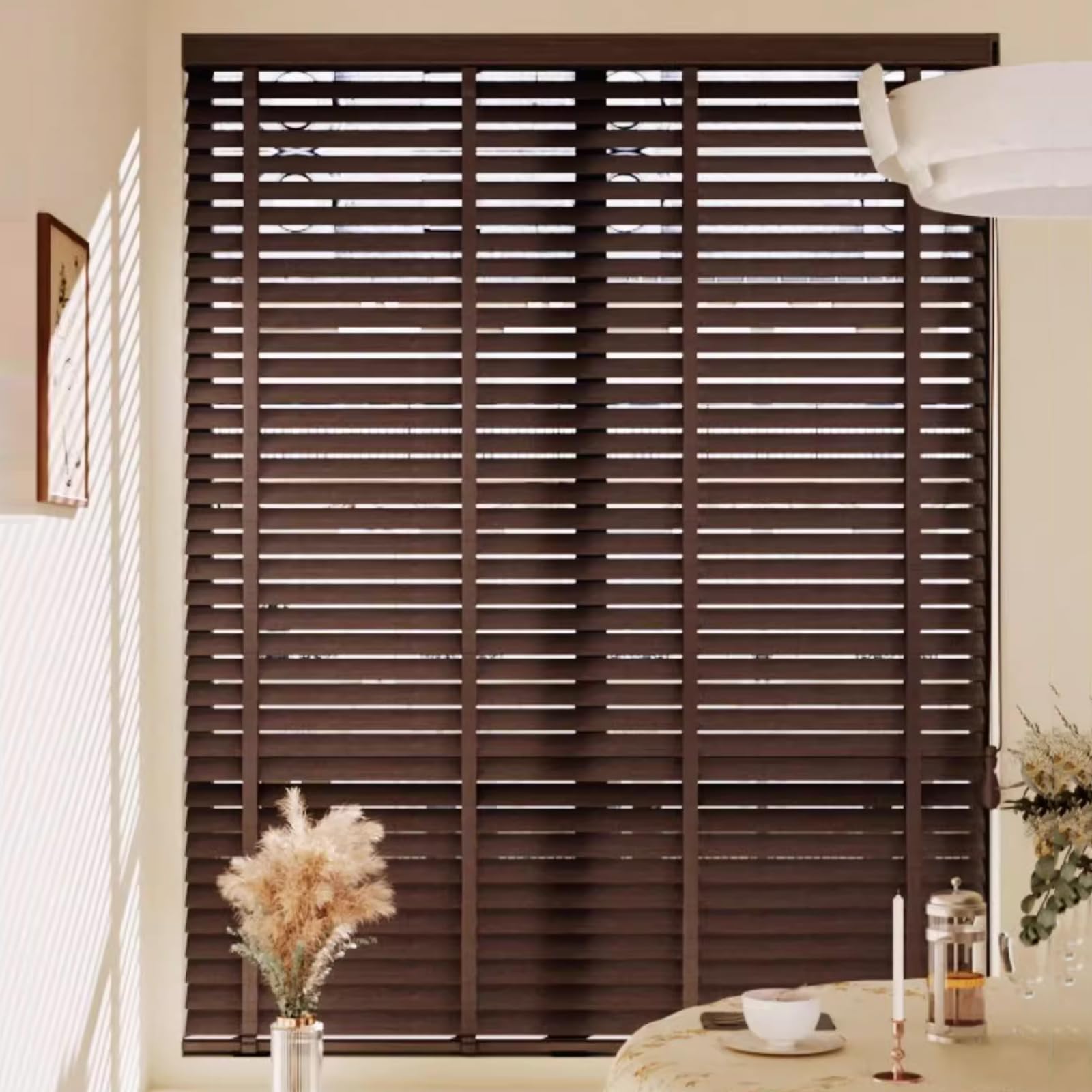 Kddfn Walnut Real Wood Venetian Blinds,50Mm Horizontal Slats Wooden Blackout Blinds,Privacy Curtains,Home Office Window Treatment,Light Control/Breathable Shutters For Inside (,80X180cm/31X71in)