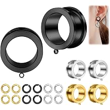 Oyaface 6pcs 2G-5/8 Ear Gauges Tunnels Plugs DIY Ears Piercing Jewelry Ear Expander Stainless Steel Double Flared Ear Dangle Gauges Accessories for Women Men