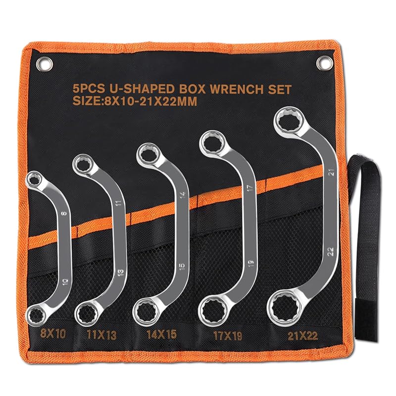 Kit de Chaves Estrela Meia-Lua Métricas LEONTOOL com Cabeça Estriada, 8 a 22 mm, 5 Peças