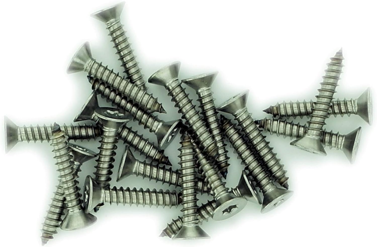 No.10 x 1.5 (4.8mm x 38mm) TX Countersunk Self-Tapping Screw - Stainless Steel (A2) (Pack of 20), Silver, 4.8x38 - A2 (20)