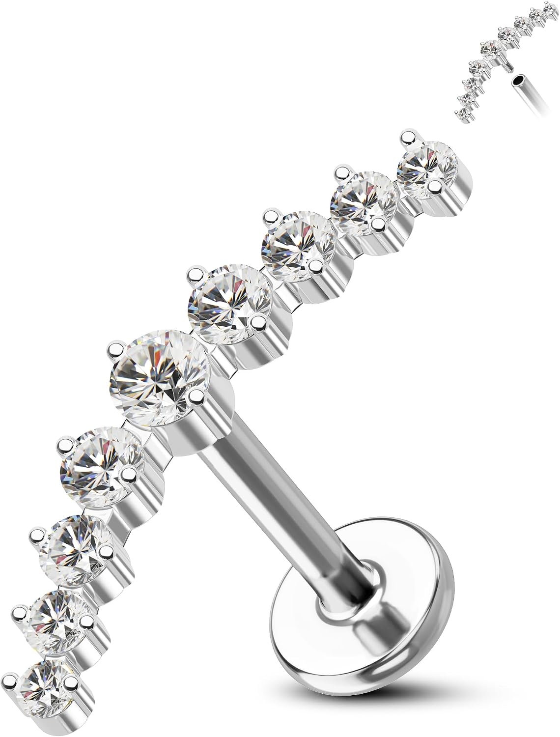 COCHARM G23 Titanium Helix Conch Piercing Jewelry Gold 16g Flat Back 8mm Helix Cartilage Conch Earring Stud Silver Arcuate Hypoallergenic InThreaded Helix Conch Jewelry