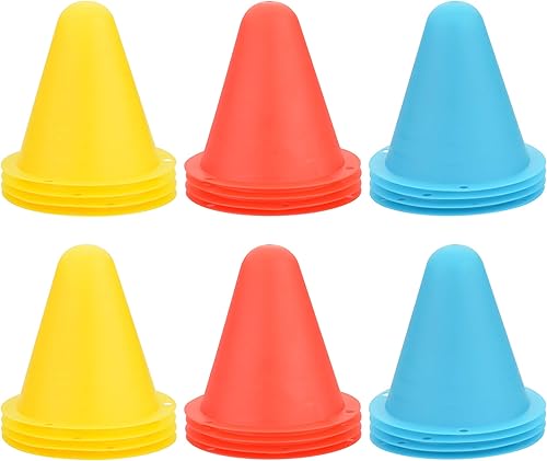 CM Paquete de 24 marcadores de plástico para entrenamiento deportivo para fútbol, baloncesto, bicicleta, 3 pulgadas, colores aleatorios