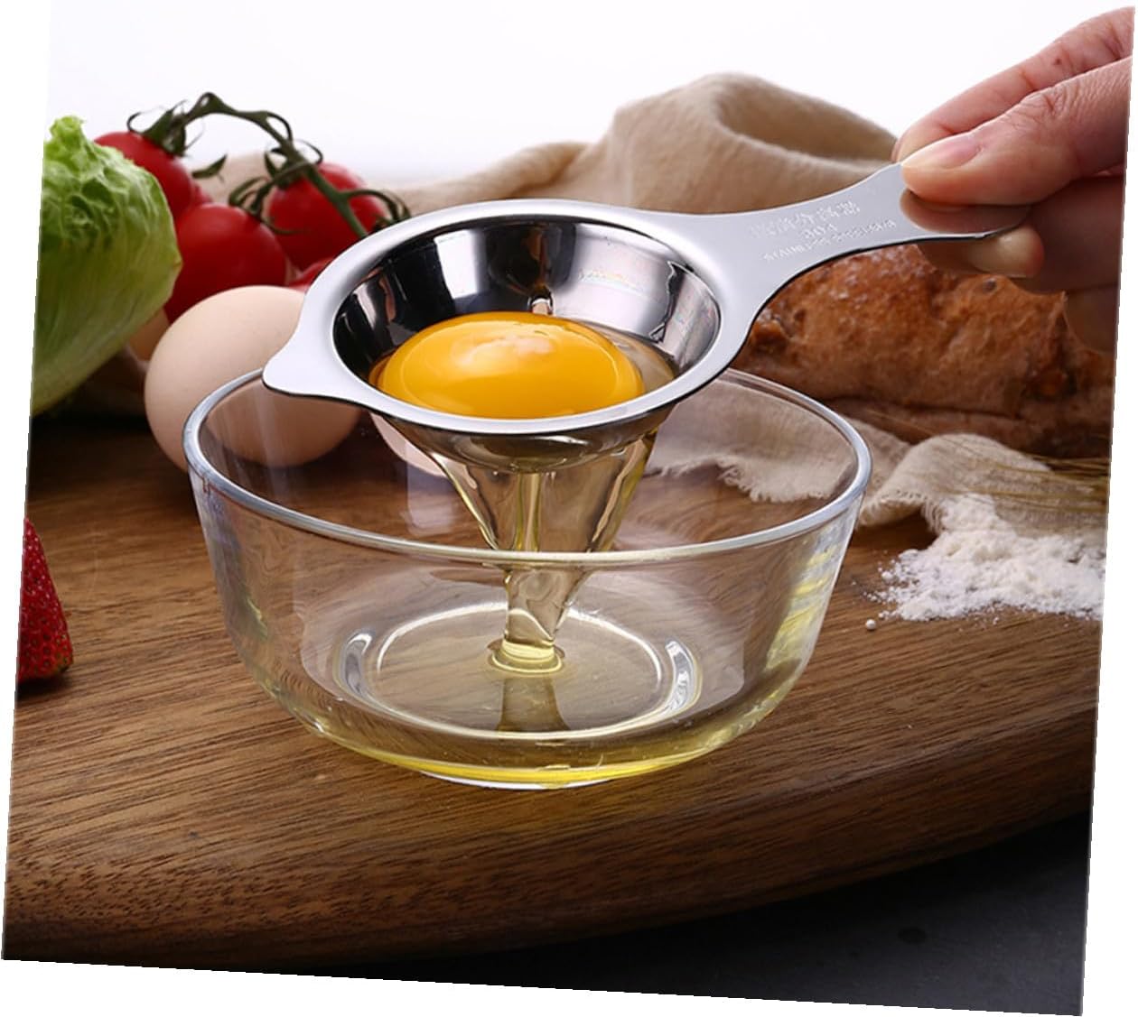 Ipetboom 2pcs Stainless Steel Egg Yolk Extractor and White Separator Divider Mirror Polished Non-stick Strainer for Cooking and Baking Safe Kitchen Tool for Precise Egg Yolk Separation