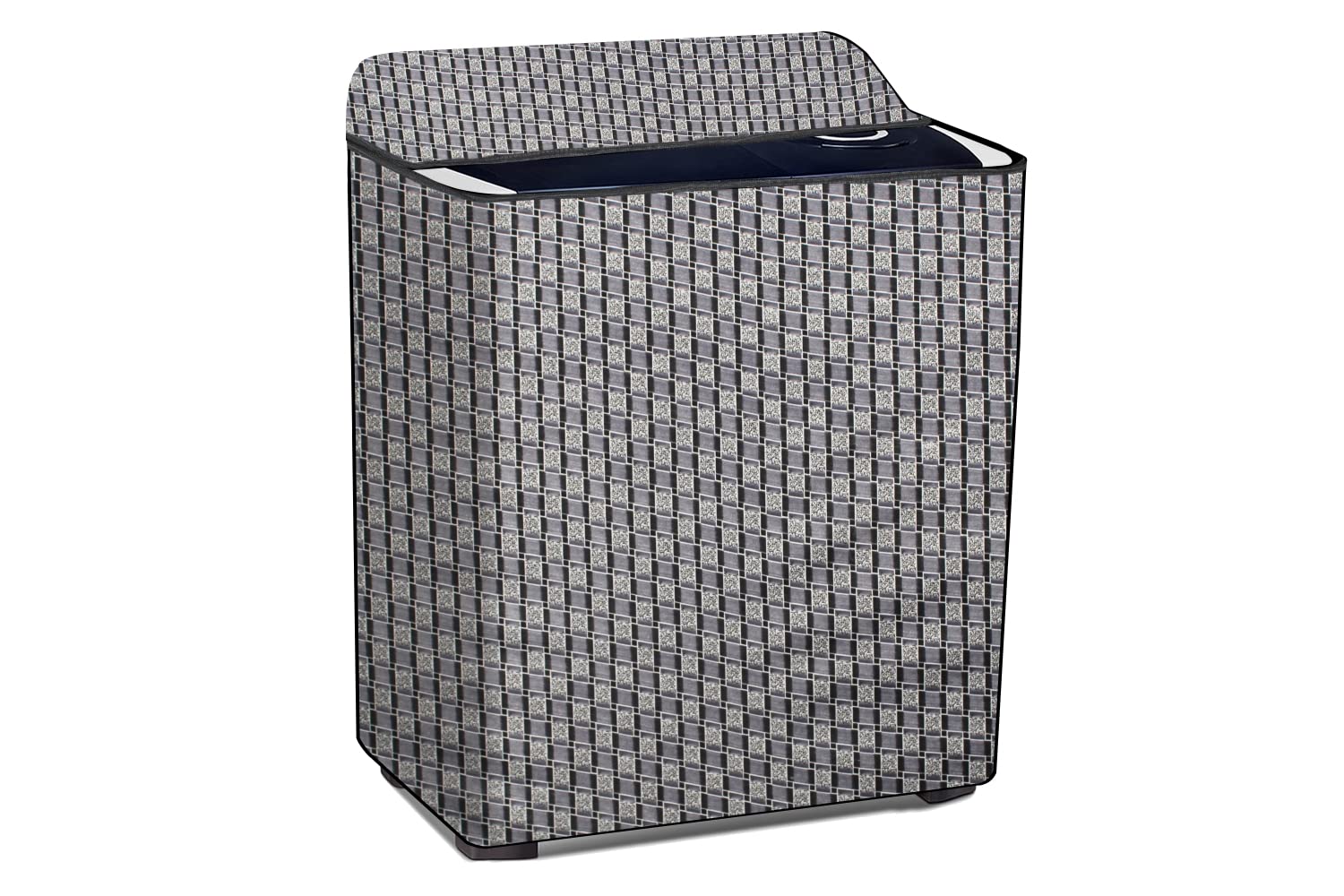 Stylista Polyester Washing Machine Cover Compatible for Whirlpool 9Kg Semi-Automatic Top Loading Ace XL, Basketweave Pattern Grey