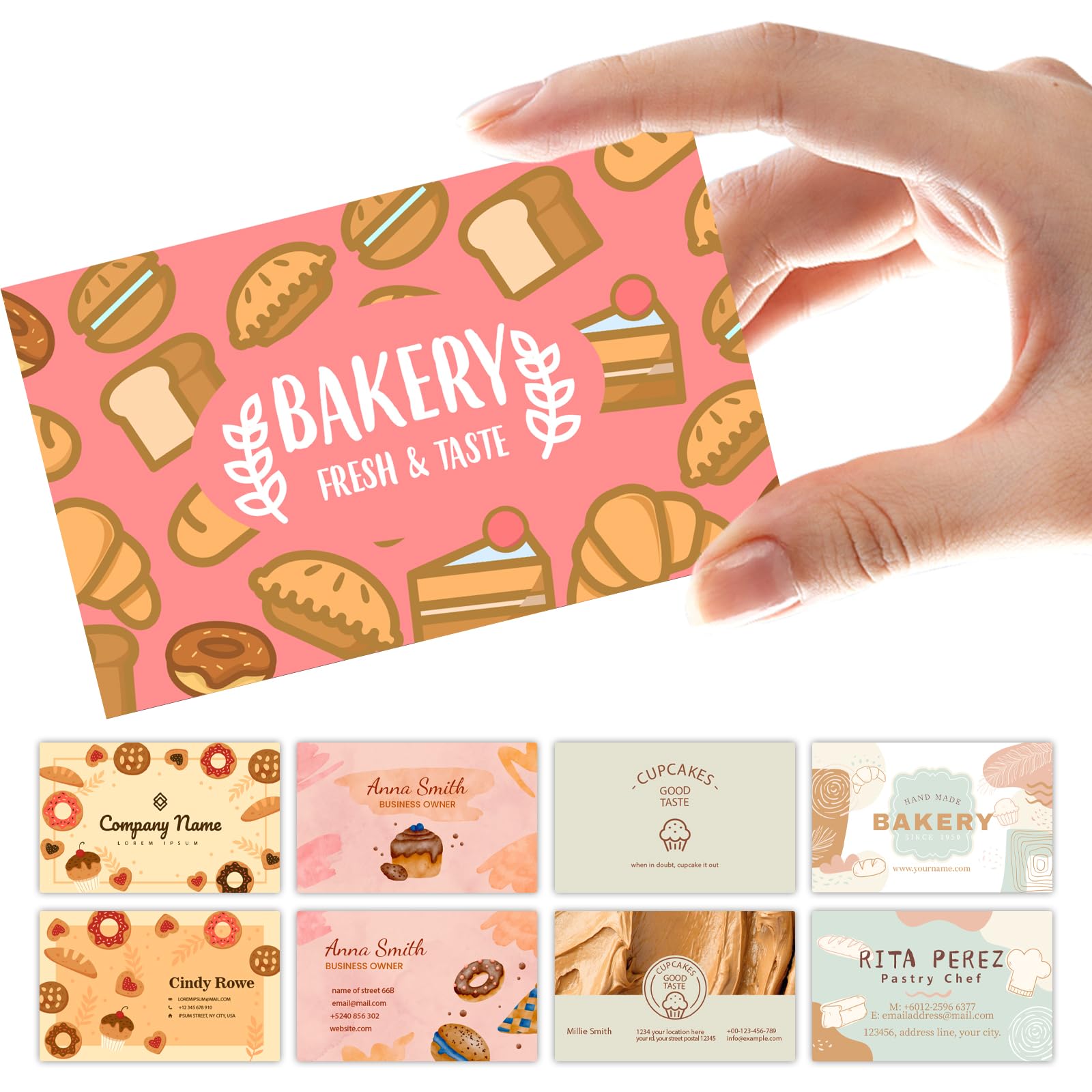 Personalised Business Cards - Custom Business Cards with Logo Picture Customizable Waterproof for Small 300gsm Matte Paper Front & Back Sides Printed 3.5" X 2" (Baking)