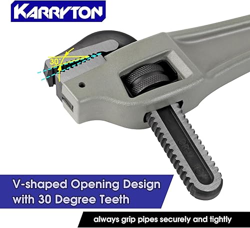 Miniatura 4 de Llave de tubo de aluminio de 18 pulgadas, capacidad de mandíbula ajustable de 3.5 pulgadas3.504 in, llave de plomería resistente con mandíbula de