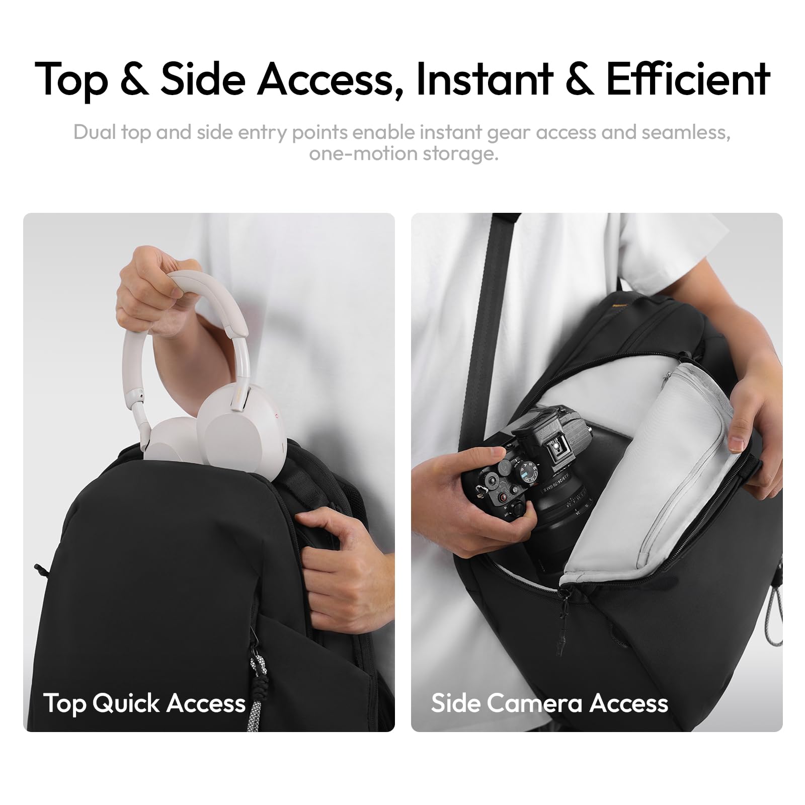 ULANZI YY038 Kamerarucksack 22L, Große wasserabweisend Fotorucksack für Kamera, Objektive, Drohne & 16" Laptop, Verstellbare Klett-Trennwände, Diebstahlsicherer Reißverschluss für Outdoor, Reise