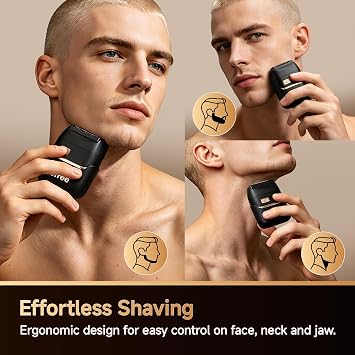 Ufree Electric Foil Shavers for Men, 4 Floating Blades Mens Electric Razor with LED Display, IPX6 Waterproof Electric Shaver, USB-C Rechargeable Cordless Shaver for Travel & Daily Grooming
