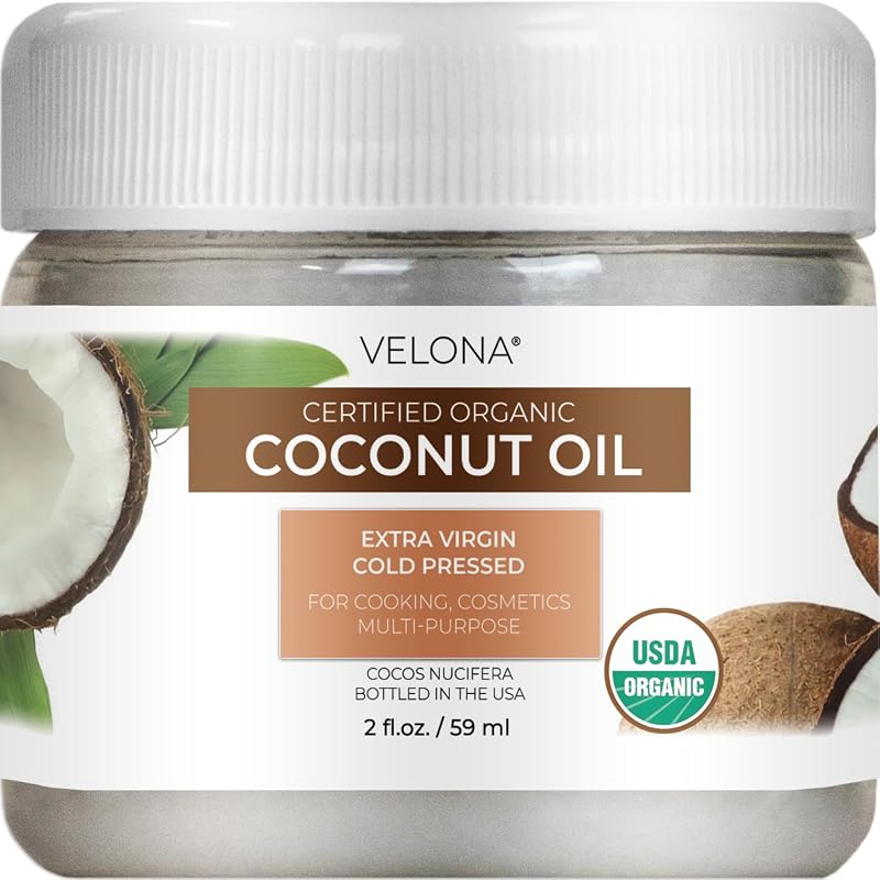 velona Óleo de Coco Orgânico USDA, Extra Virgem, Prensado a Frio, 60 mL, Pote