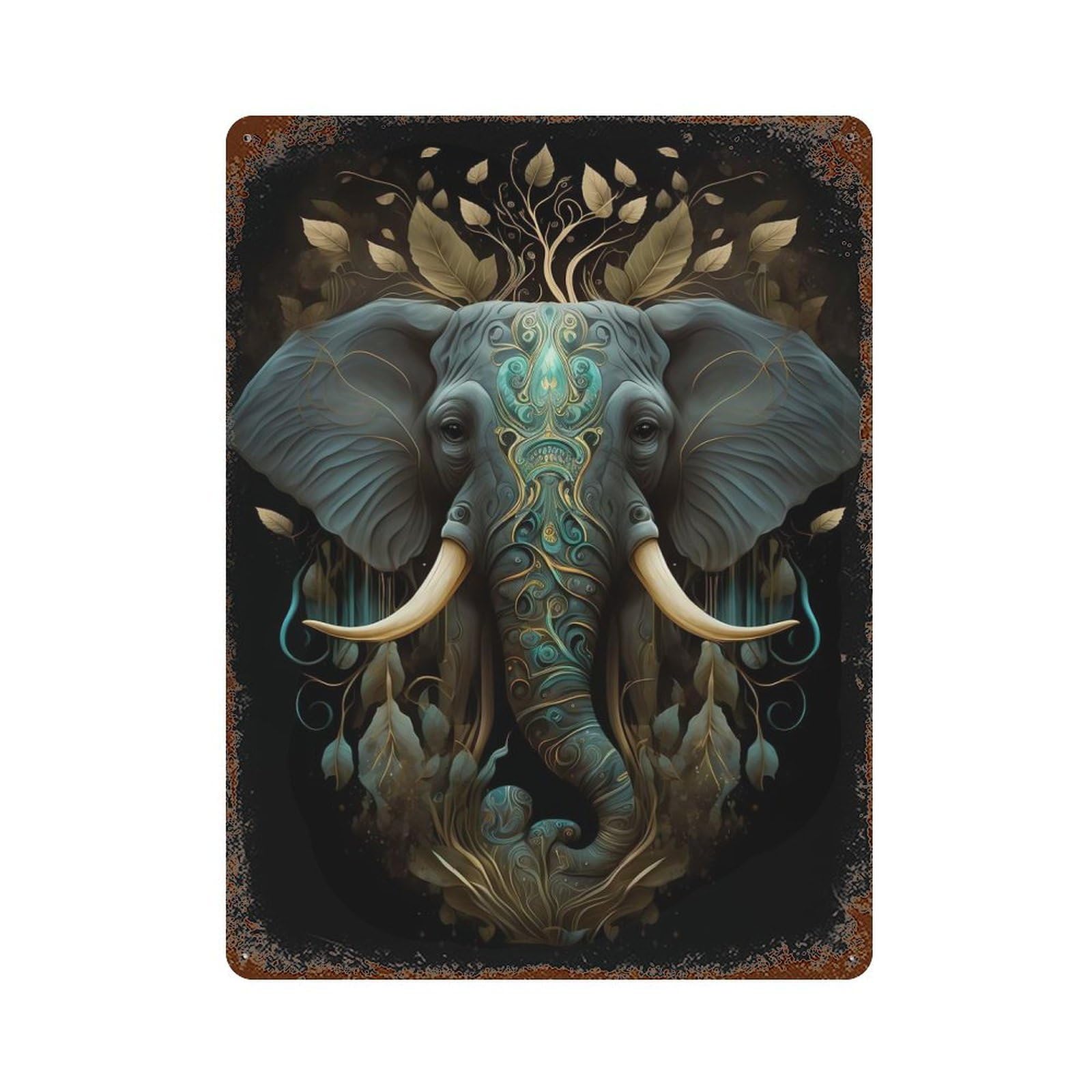 Magic Elephant Decorative Tin Sign 15.7"x11.8", Retro Wall Decor for Living Room, Hallway And Home Decor
