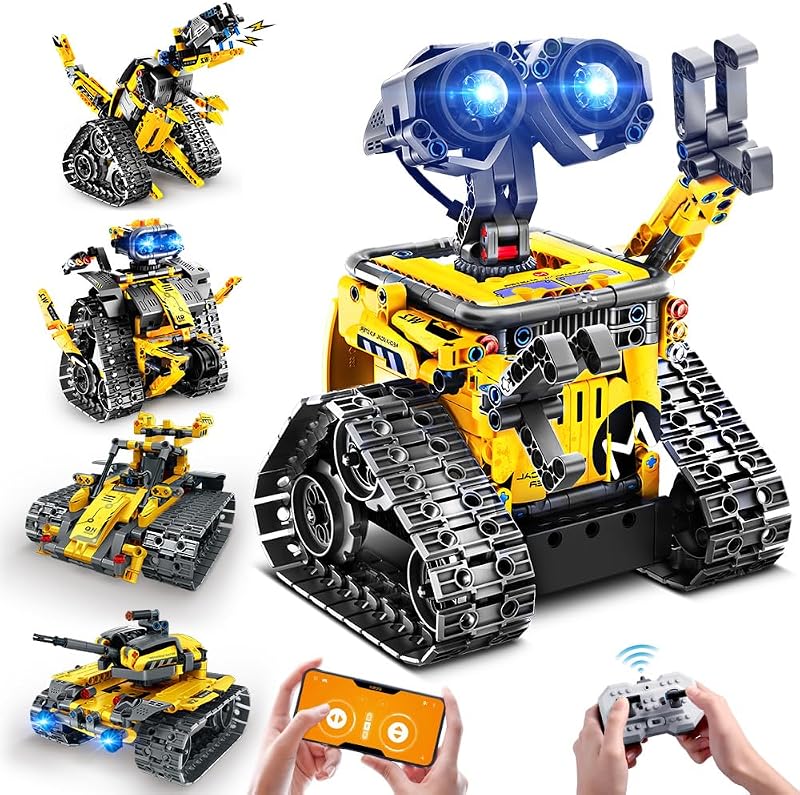 INSOON Technik Robot Építőjáték 5-az-1-ben Applikációs és Távirányítós Fal Robot Tank Dinoszaurusz RC Játék 6-12+ Éveseknek 520 Darabos