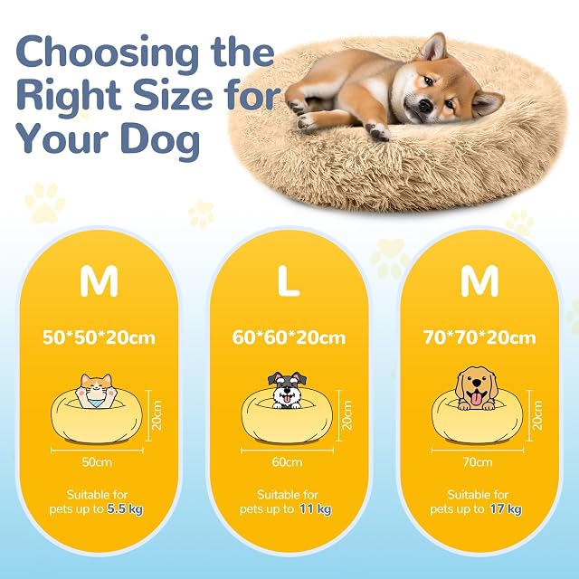 Foto 2 de 8 de LUOJINYI Cama para perros, mullida, cojín para perros, redondo, cama para mascotas, donut y gatos