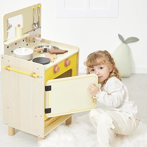 Miniatura 5 de Janod - Cocina infantil de madera - Equipada con horno, fregadero y 11 accesorios incluidos - Botones de sonido giratorios - Juguete de imitación y