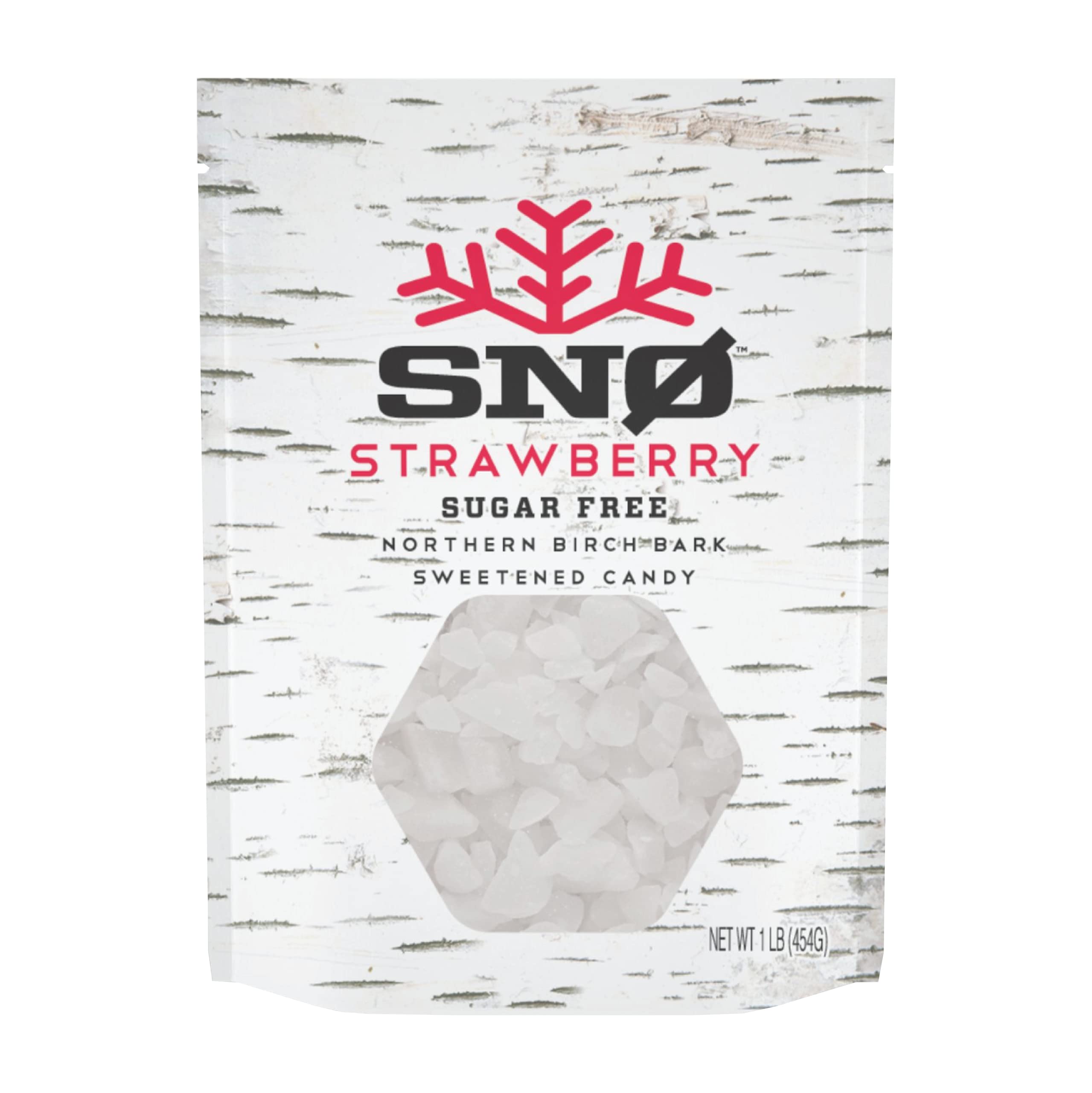 SNØStrawberry KETO Xylitol Candy Chips - 1LB Bag - Sugar-Free Candy With Only 2 Ingredients | Low Carbs, Diabetic-Friendly, Non-GMO, Vegan, GF & Kosher | Purest candy in the world