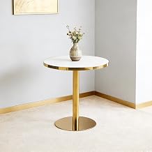 31.5'' Modern Tulip Table, Multi-Functional Small Round Dining Table with Sintered Stone Tabletop, Coffee Table Bistro Table for 2-4 Person for Dining Room, Cafe, Office, Apartment