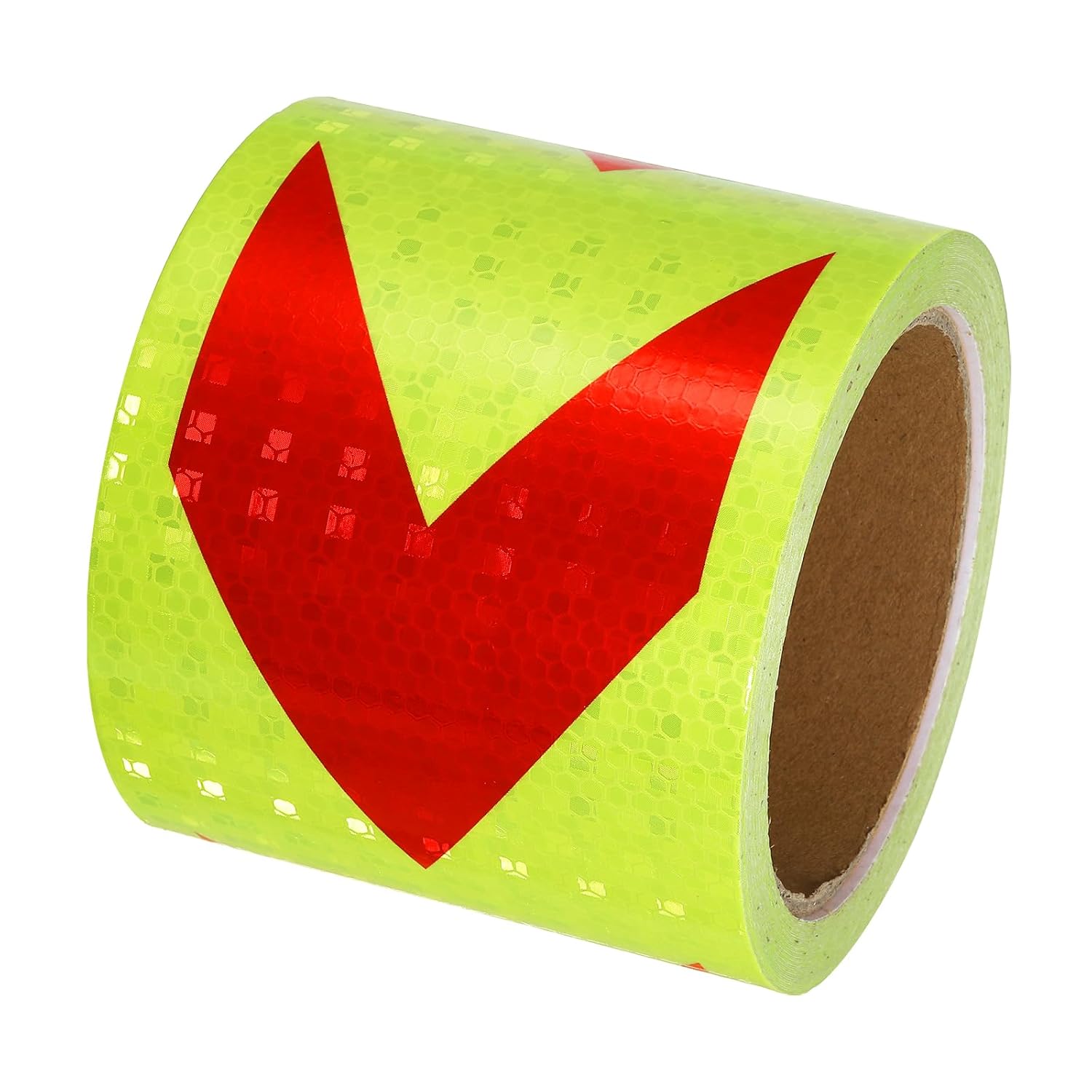 PATIKIL Reflective Tape, 4 Inch x 33 FT Arrow Waterproof Reflector Tape Self-Adhesive High Visibility Warning Safety Tape for Cars Trucks Trailers, Fluorescent Yellow and Red