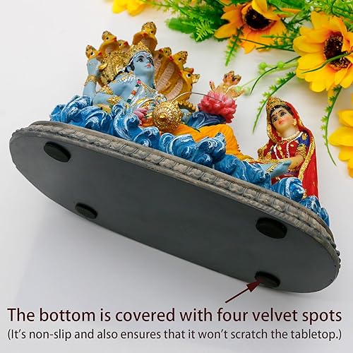 Vista 5 de alikiki Estatua hindú de Dios Señor Vishnu – 8.3 pulgadas de largo Mahavishnu figura divina deidad hindú para adoración espiritual, hogar, oficina