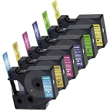 6 Pack Compatible with DYMO D1 COLORPOP! Label Tape Replacement for Dymo D1 Label Tape 12mm 0.47Blue/Pink/Purple/Gold/Green/Yellow Glitterfor Dymo LabelManager 160 420P 280 360D PnP,Laminate