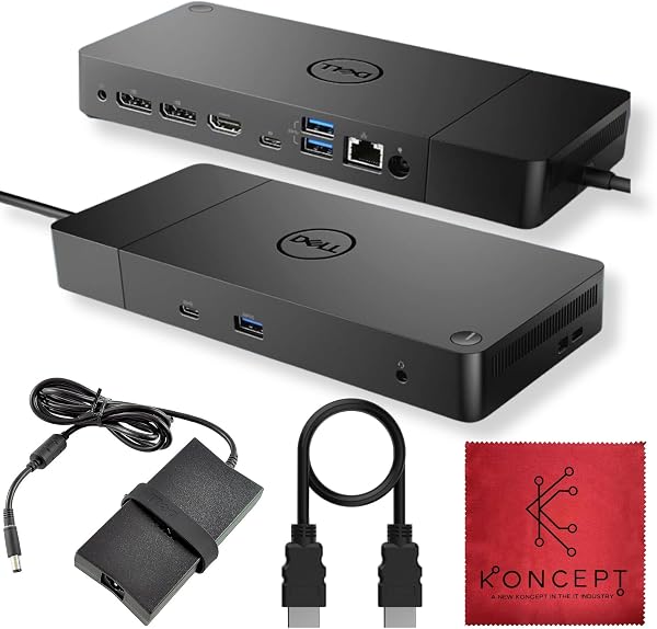 WD19 Dell Dock Station USB C - Docking Station Dual Monitor with 130W, HDMI Cable, Dual DisplayPort & Microfiber Cleanin