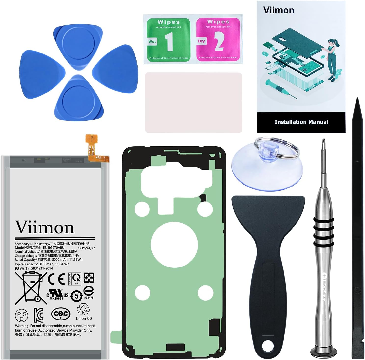 S10e Battery Replacement Kits (New Upgraded) for Samsung Galaxy S10e SM-G970U All Models with Adhesive, Installation Manual and Repair Tool Kits