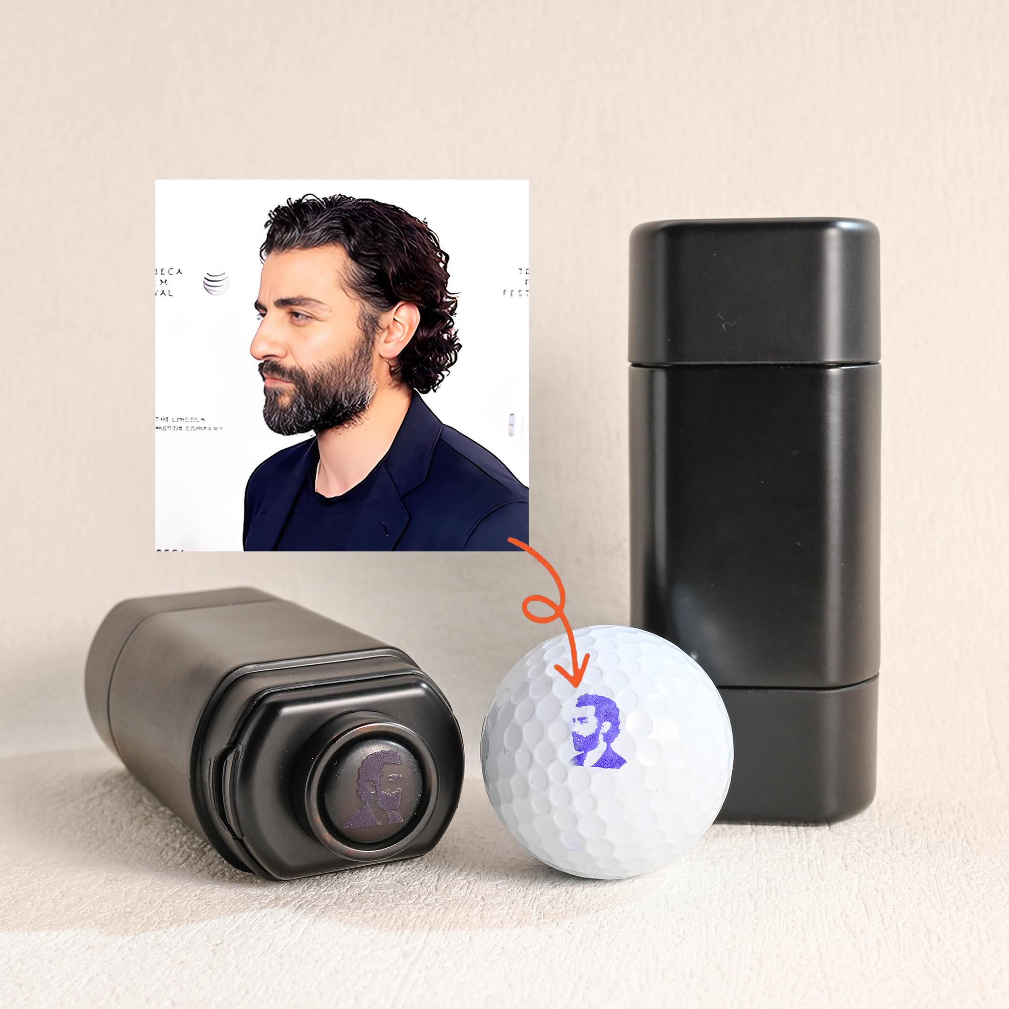 TPFOON Custom Portrait Stamp from Photo, Custom Face Golf Ball Stamper, Self-Ink Golf Ball Marker, Golf Ball Line Marker & Alignment Tool,